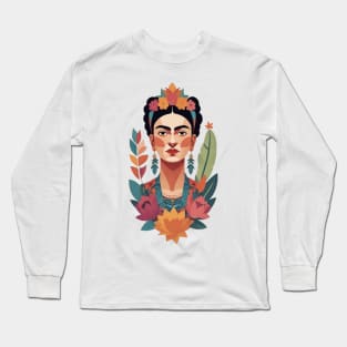 Frida's Chromatic Legacy: Colorful Illustration Long Sleeve T-Shirt